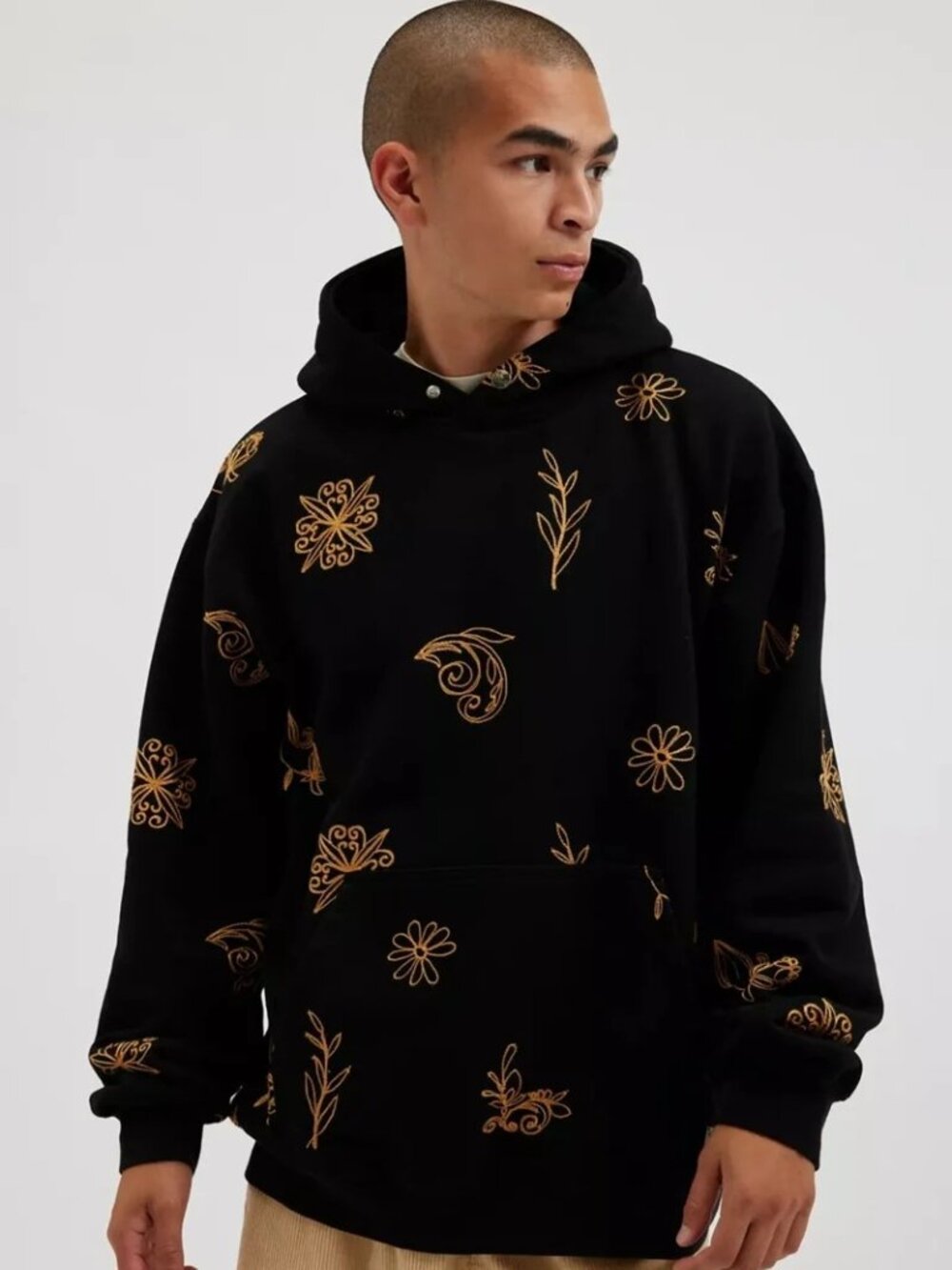 Kuwalla Black Embroidered Snap Hoodie/23766